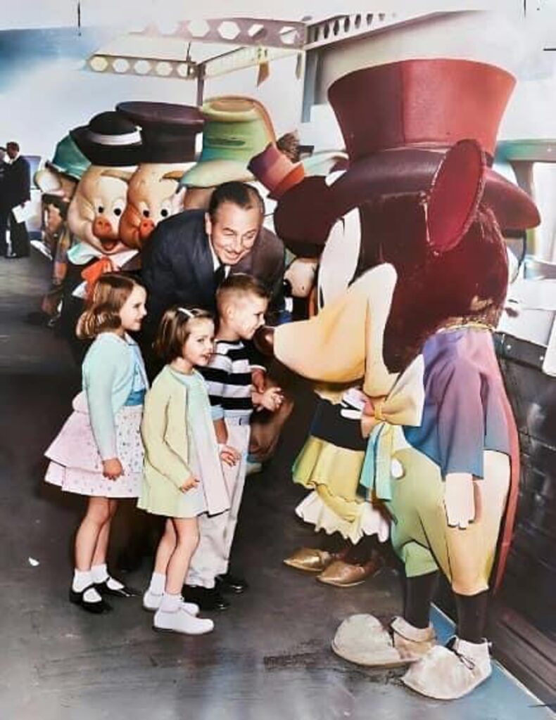 Bob Allen as a child and some other employee kids with Walt and Mickey, early 1960s.